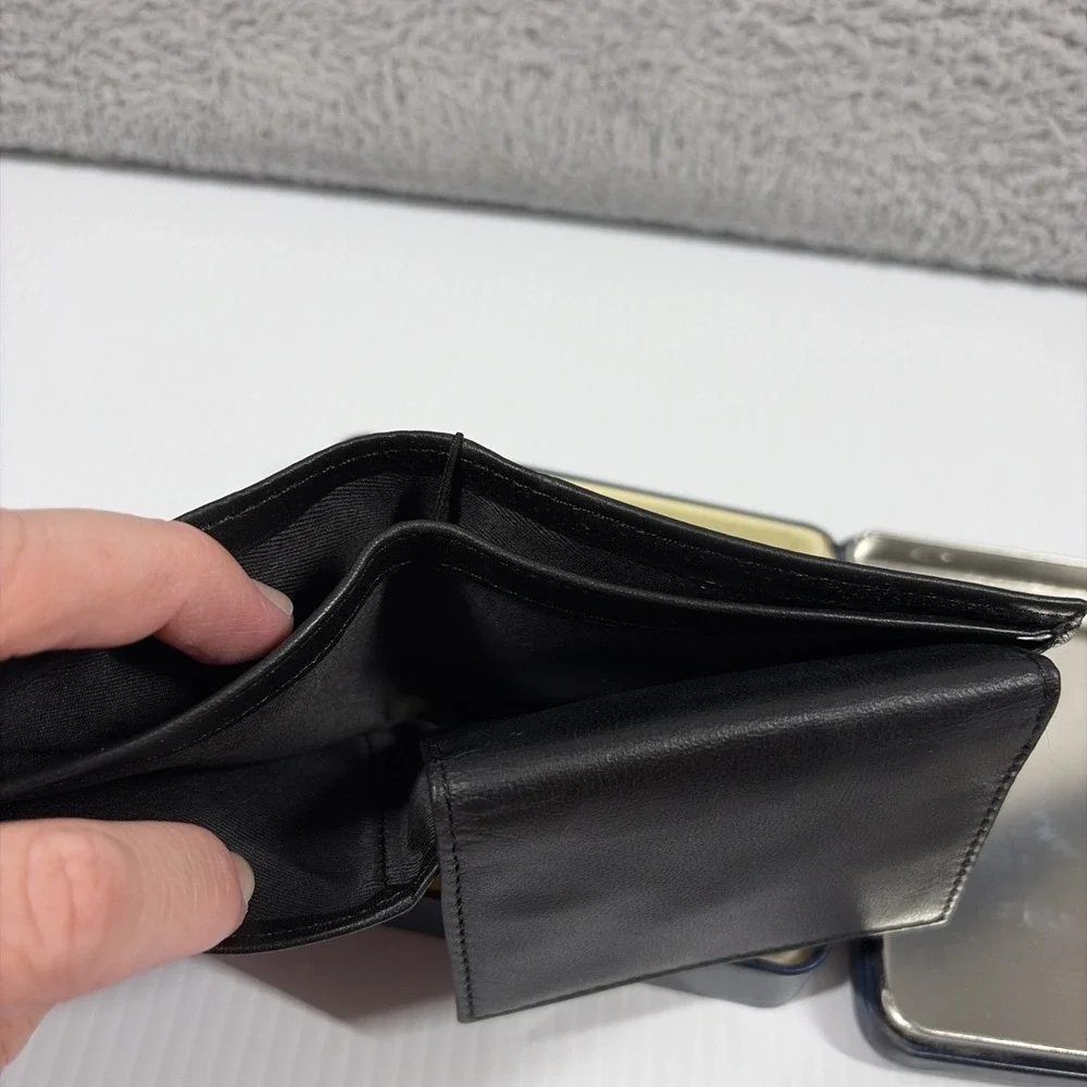 Croft Barrow Genuine Leather Wallet Black Mens Passcase Billfold - NEW